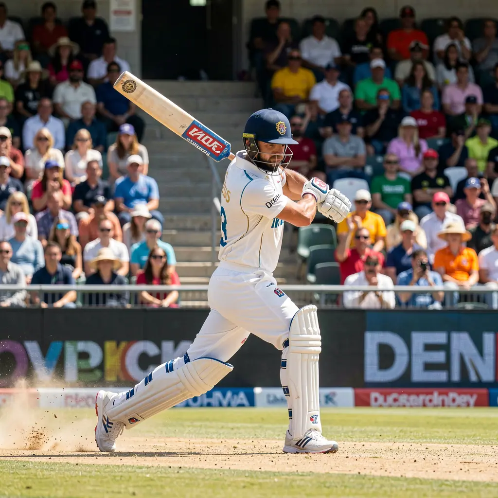 Dynamic cricket action with a batsman striking the ball in a full stadium capturing the intensity of the game available for betting on 786JL COM in Bangladesh