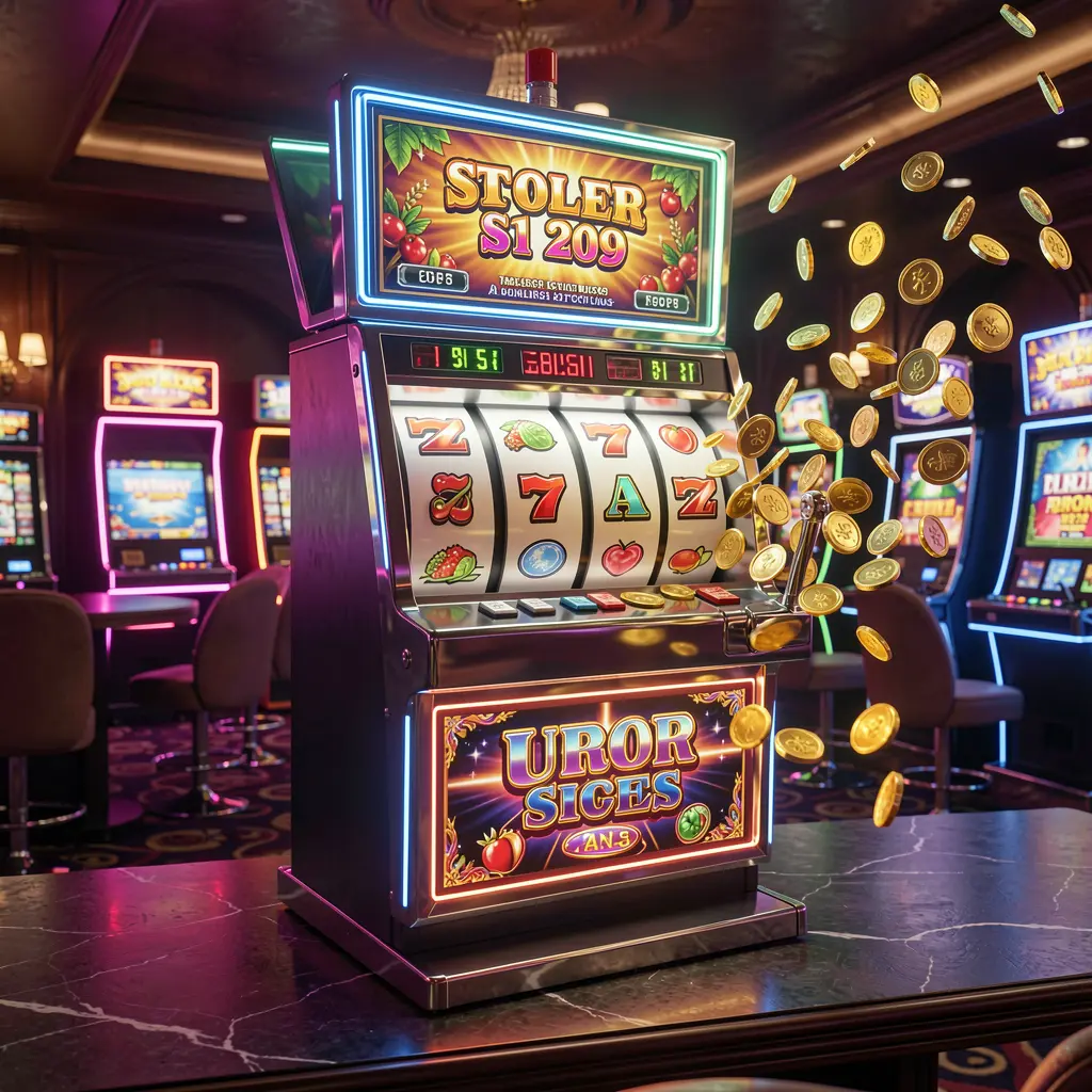 A modern glowing slot machine with spinning reels and falling gold coins showcasing the excitement of online slots at 786JL COM in Bangladesh